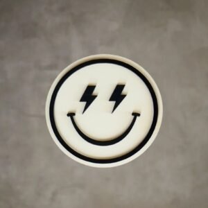 Smiley Wall Decal (Black Perspex on Neutral Plywood Backing)