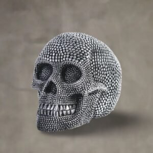 Silver Studded Skull Ornament